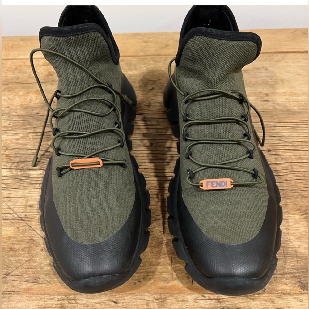 Fendi Men's Green and Black High-Top Sneakers